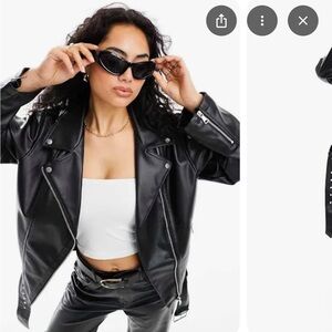 Outer Edge Black Faux Leather Biker Jacket